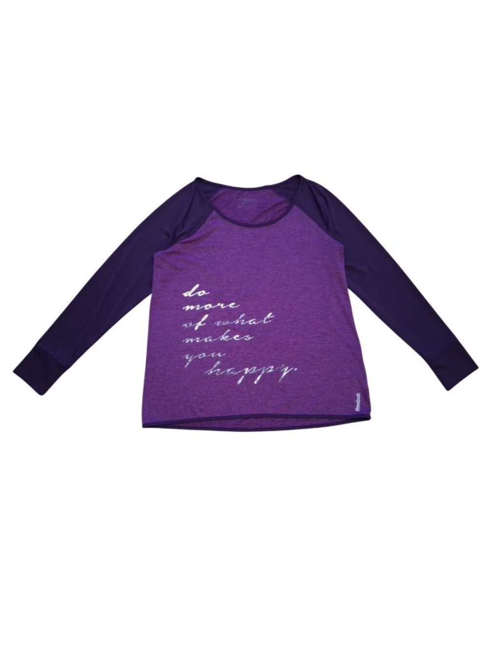 Reebok Long Sleeve Graphic Activewear Shirt L Purple